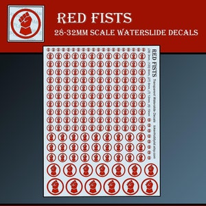 Waterslide Decals and Transfers for Tabletop Miniatures / Roleplaying / Gaming / Wargames / Painting : Red Fists