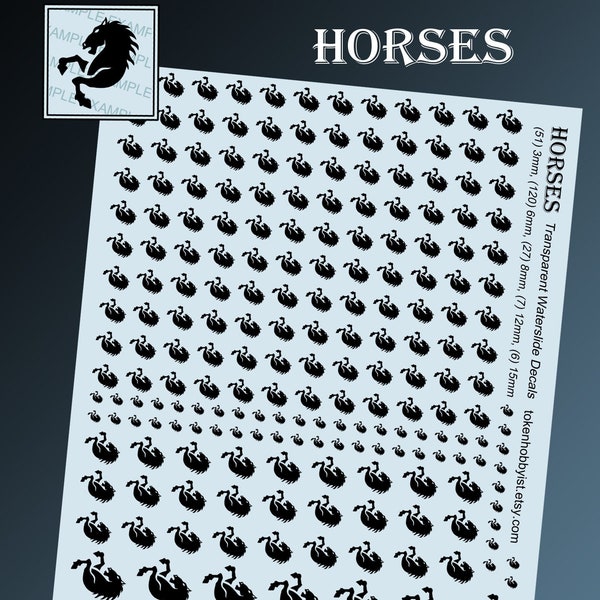 Waterslide Decals for Tabletop Minis Roleplaying and Gaming Horses 4.25" x 5.5"
