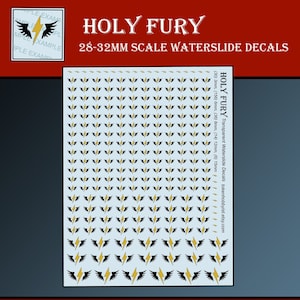 Waterslide Decals and Transfers for Tabletop Miniatures / Roleplaying / Gaming / Wargames / Painting : Holy Fury