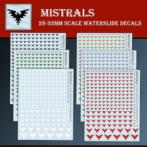 Calcomanías y transferencias al agua para miniaturas de mesa, juegos de rol, juegos de guerra y pintura: Mistrals