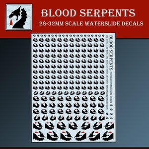 Calcomanías y transferencias al agua para miniaturas de mesa, juegos de rol, juegos de guerra y pintura: Serpientes de sangre