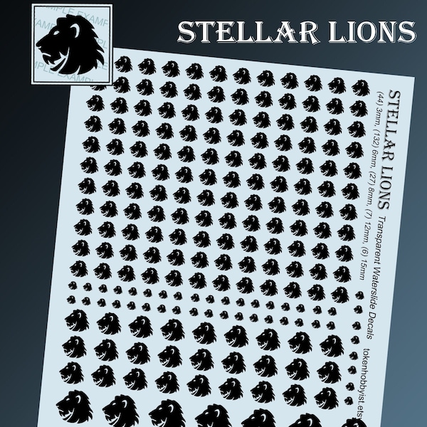 Waterslide Decals and Transfers for Tabletop Miniatures / Roleplaying / Gaming / Wargames / Painting : Stellar Lions