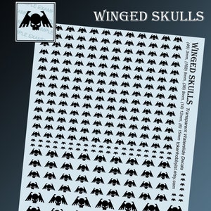 Waterslide Decals and Transfers for Tabletop Miniatures / Roleplaying / Gaming / Wargames / Painting : Winged Skulls