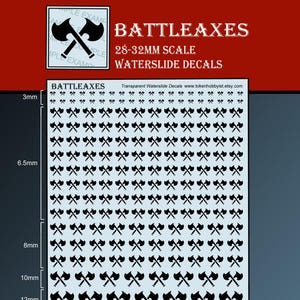 Waterslide Decals and Transfers for Tabletop Miniatures / Roleplaying / Gaming / Wargames / Painting : Battleaxes