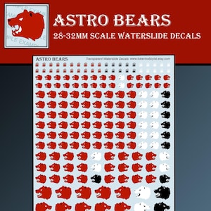 Naklejki i kalkomanie wodne do figurek stołowych / gier fabularnych / gier wojennych / malowania: Astro Bears