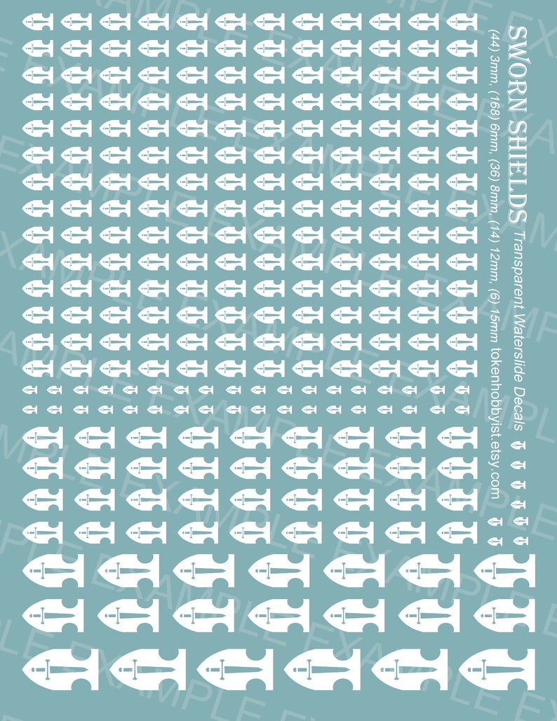 Shield Decals Waterslide Decals and Transfers for Tabletop Miniatures / Roleplaying ...