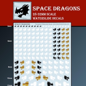 Waterslide Decals and Transfers for Tabletop Miniatures / Roleplaying / Gaming / Wargames / Painting : Space Dragons