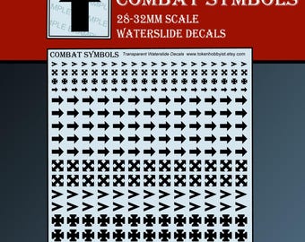 Waterglijbaanstickers en -transfers voor tafelminiaturen / Rollenspellen / Gaming / Wargames / Schilderij: gevechtssymbolen