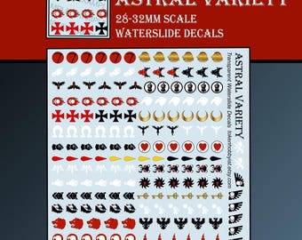 Waterglijbaanstickers en -transfers voor tafelminiaturen / Rollenspellen / Gaming / Wargames / Schilderij: Astral Variety Pack