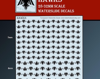 Waterglijbaanstickers en -transfers voor tafelminiaturen / Rollenspellen / Gaming / Wargames / Schilderij: haviken