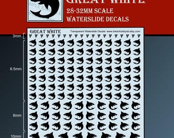 Calcomanías y transferencias de agua para miniaturas de mesa / juegos de rol / juegos de guerra / pintura: Great White