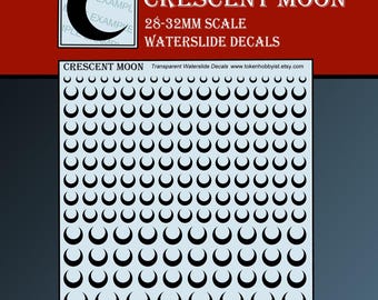 Waterslide Decals and Transfers for Tabletop Miniatures / Roleplaying / Gaming / Wargames / Painting : Crescent Moon