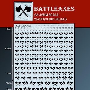 Calcas y transferencias al agua para miniaturas de mesa, juegos de rol, juegos de guerra y pintura: Hachas de batalla