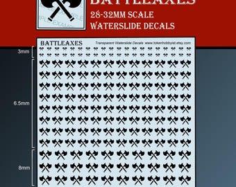 Waterglijbaanstickers en -transfers voor tafelminiaturen / Rollenspellen / Gaming / Wargames / Schilderij: Battleaxes