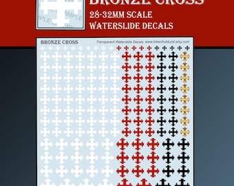 Waterslide Decals and Transfers for Tabletop Miniatures / Roleplaying / Gaming / Wargames / Painting : Bronze Cross