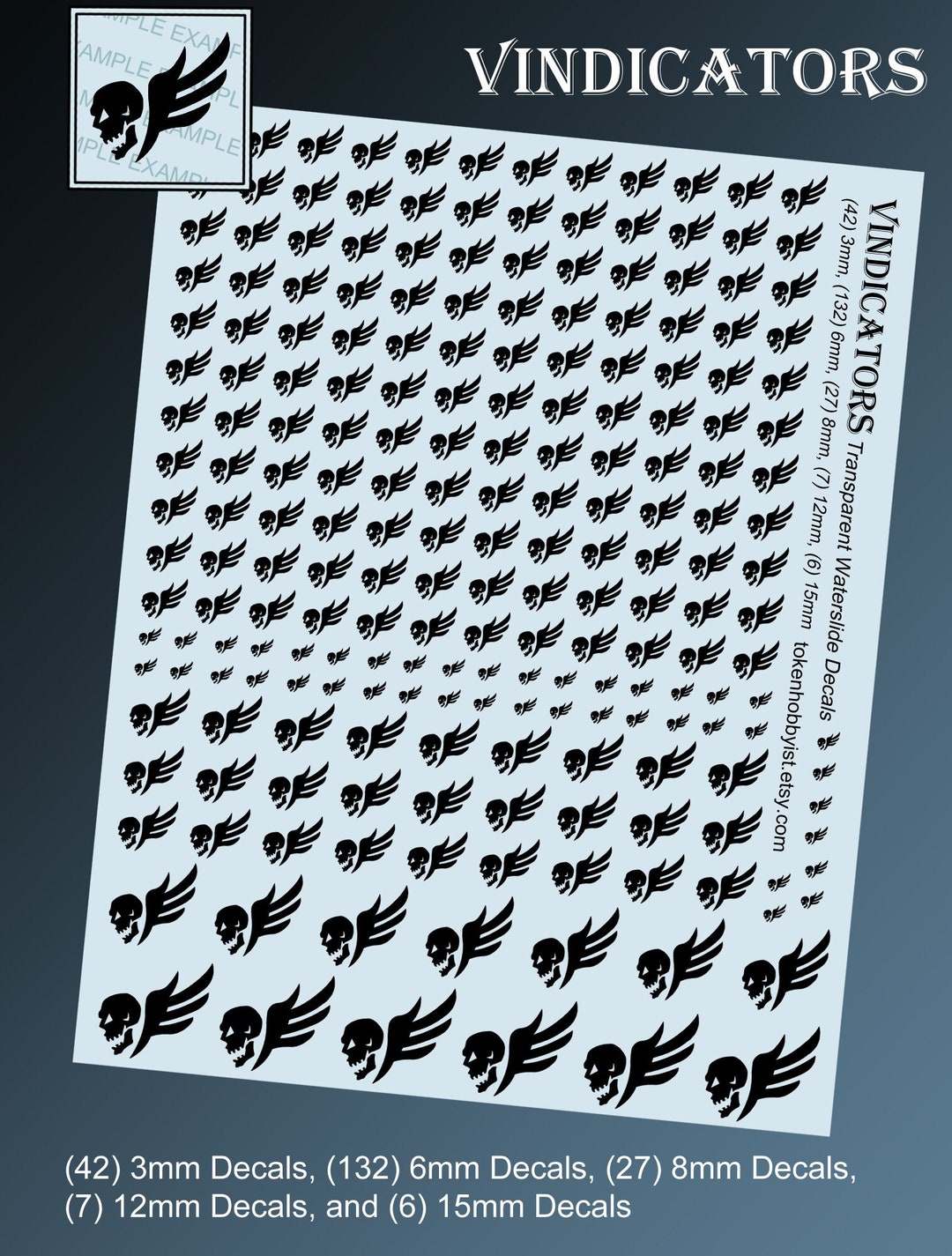 Waterslide Decals for Tabletop Minis Roleplaying and Gaming Vindicators