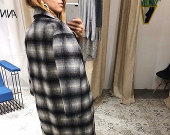 Rachel Zoe Womens Plaid Coat Size Small NWT Black White Brown Plaid. Etsy Denmark