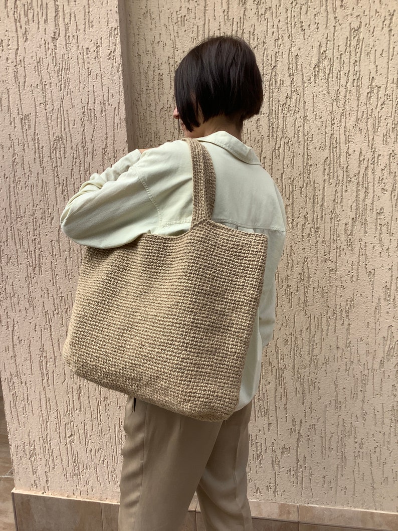 Crochet Jute Bag Large Jute Beach Bag Large Jute Tote Bag Eco Etsy