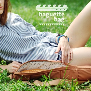 Baguette Bag Reusable shopping backpack Shop bag for baguette Eco bag Bike bag Picnic tote Gift idea French style gift image 3