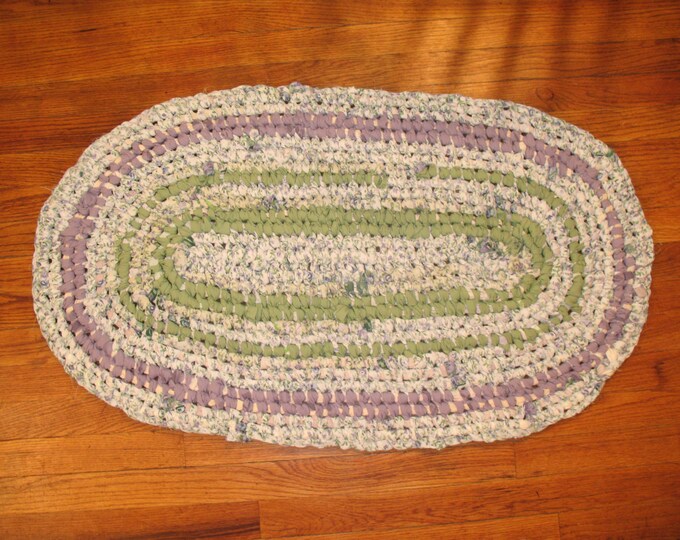 Oval Rag Rug in Lavender & Green Etsy