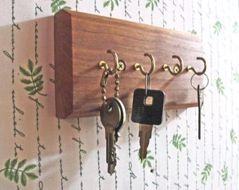 Handcrafted Solid Cherry Wood Key Holder: Eco Vanity Organizer