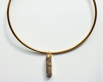 Collier Circulo Cuff & Pendentif Druzy Bar