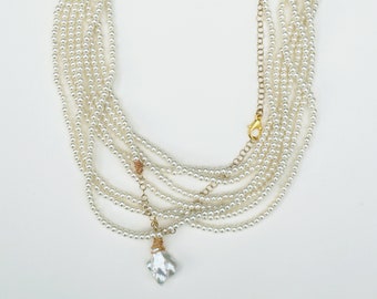 Giovanna Seed Pearl Wrap Choker & Baroque Pearl Pendant