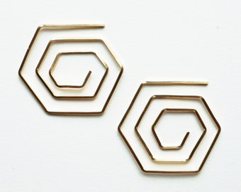 Geometria Hexagon Wire Hoop Earrings