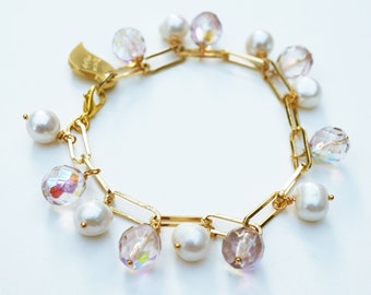 Lavinia Biwa Pearl & Swarvoski Crystal Charm Bracelet