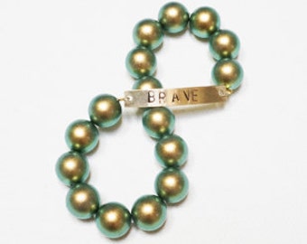 BRAVE Glowing Green Beaded Bracelet