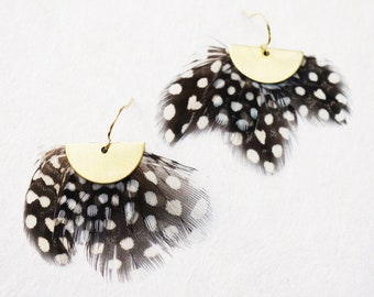 Anzu Polka Dot Feather Earrings