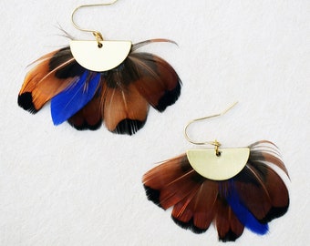 Boucles d'oreilles en plumes de faisan de Colibri