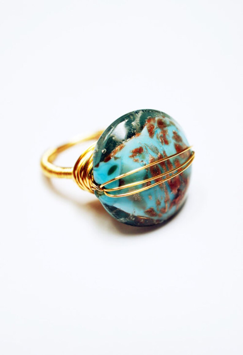 Hand Blown Glass With Gold Leaf Ring Special 50 Off Etsy