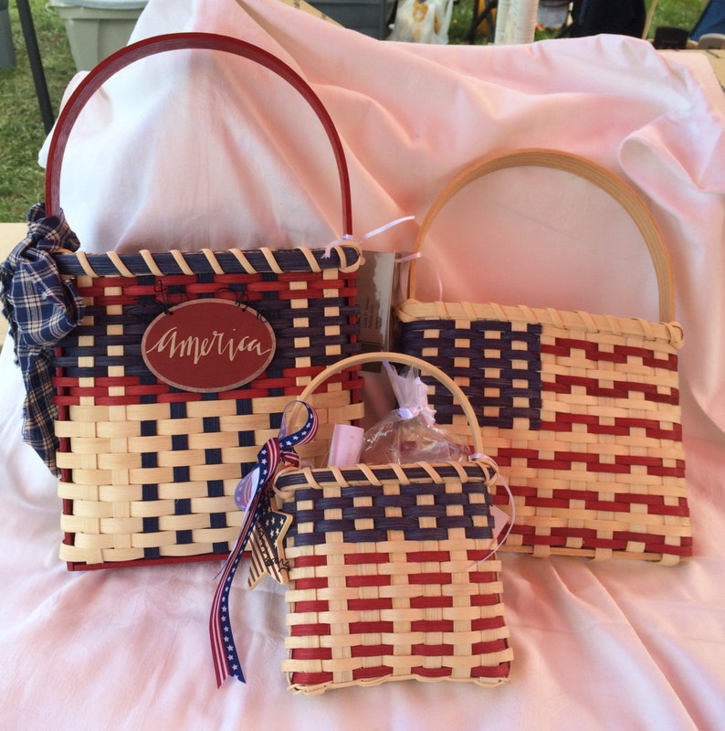 USA Flag Handwoven Basket Etsy