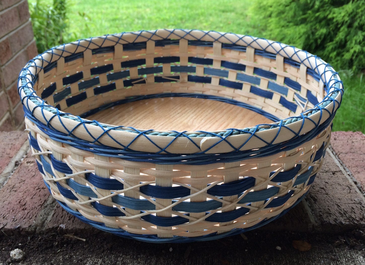 Lazy Susan Basket with solid wood base and removable divider Etsy