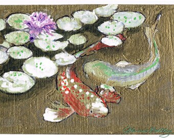 Koi Fish Print on Paper, suitable for framing.