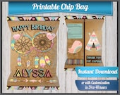 Boho Dream Catcher Happy Birthday chip bag Label , DIGITAL FILE, Instant Download or customized 24 to 48 hours with name