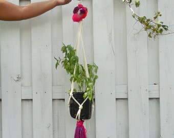 Macrame Plant Hanger, Boho Plant Holder, Colorful Planter,Hanging Planter,Valentine Day Decor, Nursery Decor,Valentine Gift,Gift for Her Her