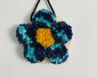 Pom Pom Flower ,Flower Tapestry, Nursery Wall Art,  Bohemian Decor, Gift for Her, Dorm Room, Boho Decor,Floral,Spring Decor,