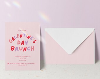 Galentines Invitation, valentines evite, Valentines Brunch, Instant Download, Editable Template, Girls Valentine Invite, Friends Brunch