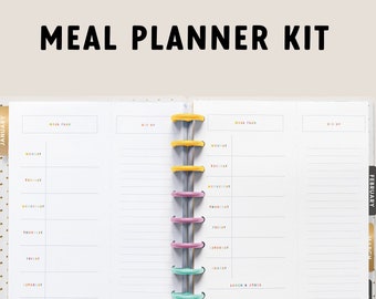 Menu Planner | Menu Planner Insert | 7x9.25 Discbound Vertical Happy Planner Classic | Colorful