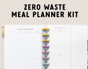 Zero Waste Meal Planner | Meal Planner Insert | 7x9.25 Discbound Vertical Happy Planner Classic | Budget Planner