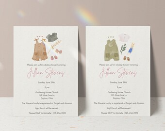 Boho Baby Shower Einladung: Aquarell Bloom, editierbar 13x18 (Instant Download)