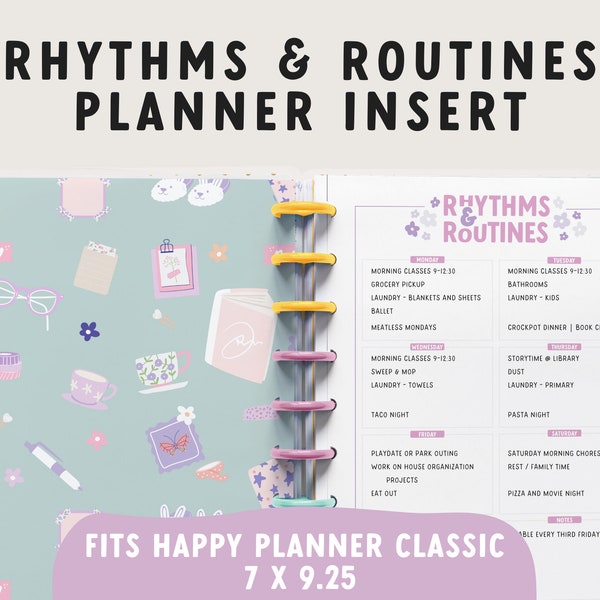 Rhythms & Routines | Planner Insert | 7x9.25 | Discbound Happy Planner Classic Insert | Home Life Organization Insert