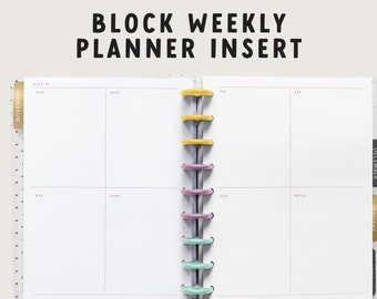 Block Planner Insert | Weekly Planner Pages | Block Task Planner | Happy Planner Inserts