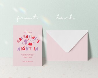 Galentines Night In-Einladung: Bearbeitbare Evite-Vorlage (Sofortdownload)