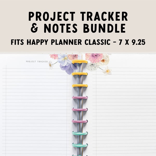 Happy Planner Printable Notes | Note Taking Planner Pages | Pastel Planner Insert | 7x9.25 Discbound Happy Planner Classic | Floral