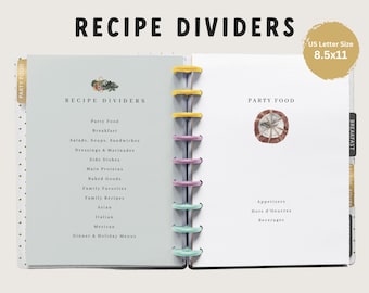 Aquarell Aquarell Register: US Letter Size Kitchen Binder Tabs (Digitaler Download)