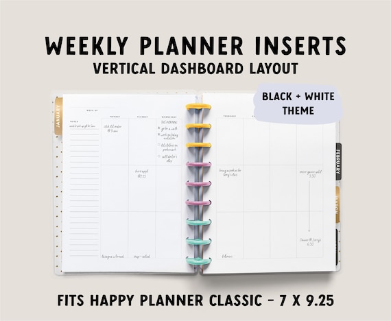 Undated Weekly NO.07 Vertical Border Lined Planner Insert