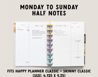 Einleger für tägliche Aufgaben Notizen: Muted Rainbow, Happy Planner (PDF Download)